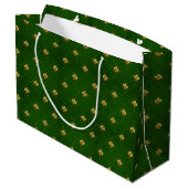 Grand Sac Cadeau Motif vert d'or de trèfle (Dos Angle)
