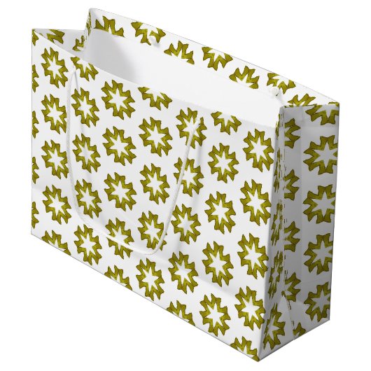 Grand Sac Cadeau Motif Vert Olive (Devant Angle)