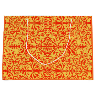 Grand Sac Cadeau Motif victorien orange