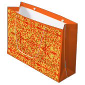 Grand Sac Cadeau Motif victorien orange (Devant Angle)
