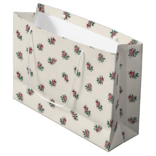 Grand Sac Cadeau Motif vintage Girly de papier peint de roses assez