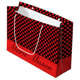 Grand Sac Cadeau Motif vintage pois rouge et noir unique