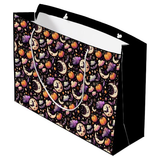Grand Sac Cadeau Motif Whimsical Halloween Night Sky (Dos Angle)