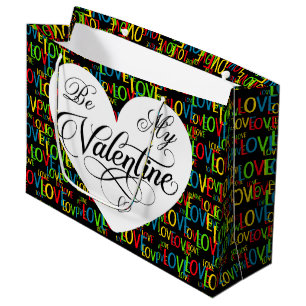 Grand Sac Cadeau Mots Colorés D'amour