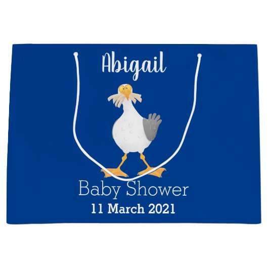 Grand Sac Cadeau Mouette drôle avec frites dessin animé (Devant)