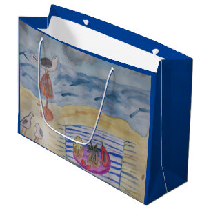 Grand Sac Cadeau Mouettes Sur La Plage