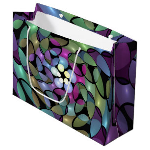 Grand Sac Cadeau Mouvements colorés Abstrait Trippy Fractal Art