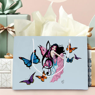 Grand Sac Cadeau Musique Note Papillons Fairy