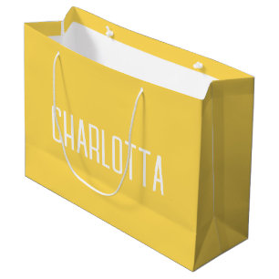 Grand Sac Cadeau Mustard Jaune Simple Élégant Nom élégant