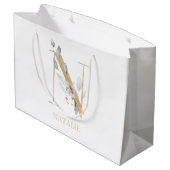 Grand Sac Cadeau N Monogramme Floral Personnalisé (Dos Angle)