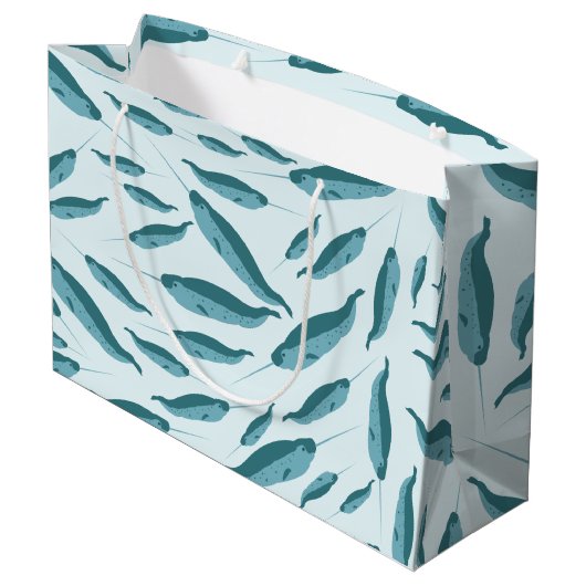 Grand Sac Cadeau Narwhal dans le Motif de l'océan bleu (Dos Angle)