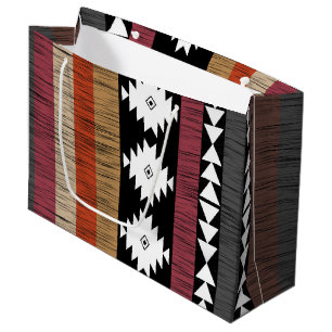 Grand Sac Cadeau Native Ethnic Colorful Lines Motif