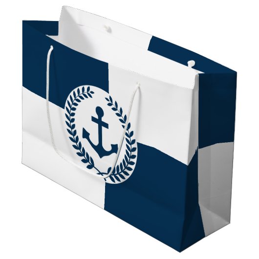 Grand Sac Cadeau Nautical themed design (Devant Angle)