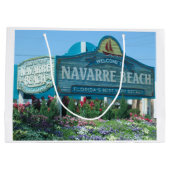 Grand Sac Cadeau Navarre Beach, Floride, Affiche de bienvenue (Dos)