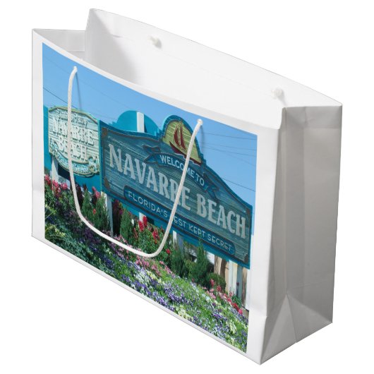 Grand Sac Cadeau Navarre Beach, Floride, Affiche de bienvenue (Devant Angle)