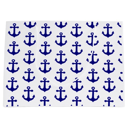 Grand Sac Cadeau Navy blue nautical anchor (Devant)