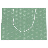 Grand Sac Cadeau Neige de campagne rustique sur fond vert (Devant)
