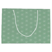 Grand Sac Cadeau Neige de campagne rustique sur fond vert (Dos)