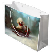 Grand Sac Cadeau Neige de Noël caniche hiver (Dos Angle)