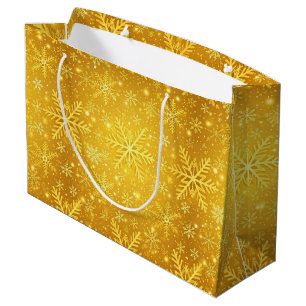 Grand Sac Cadeau Neige dorée
