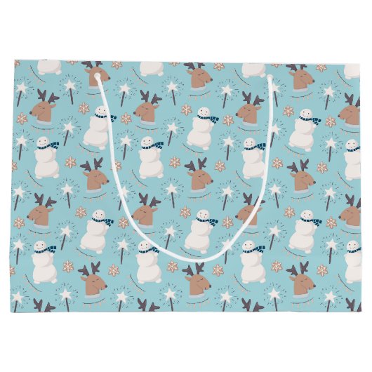 Grand Sac Cadeau Neige et rennes (Dos)