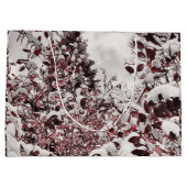 Grand Sac Cadeau Neige fraîche sur Feuilles rouges (Dos)