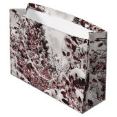 Grand Sac Cadeau Neige fraîche sur Feuilles rouges (Dos Angle)