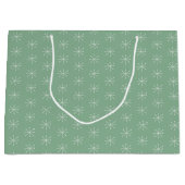 Grand Sac Cadeau Neige rustique Sur Vert (Devant)