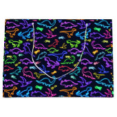 Grand Sac Cadeau Neon Dinosaures (Devant)