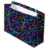 Grand Sac Cadeau Neon Dinosaures (Devant Angle)