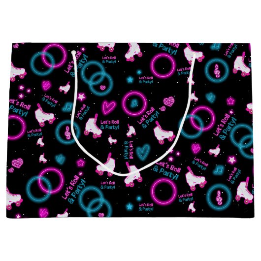 Grand Sac Cadeau Neon Glow Roller Skating Roll Motif (Devant)
