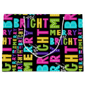 Grand Sac Cadeau Neon Merry et Bright (Devant)