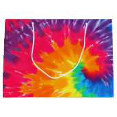 Grand Sac Cadeau Neon Rainbow Retro Tie Dye Design (Devant)