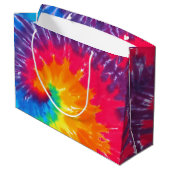 Grand Sac Cadeau Neon Rainbow Retro Tie Dye Design (Dos Angle)