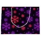 Grand Sac Cadeau Neon Snowflakes (Devant)