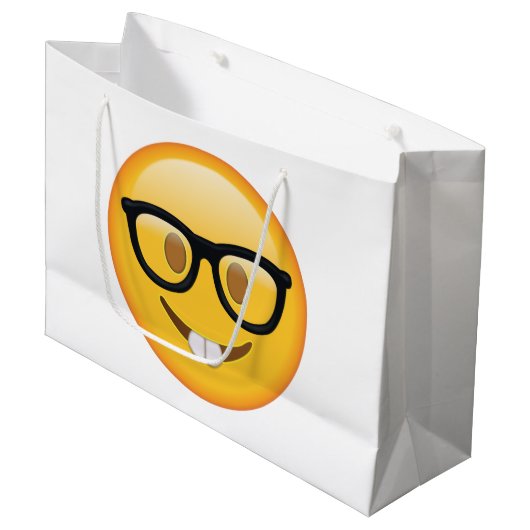 Grand Sac Cadeau Nerd avec lunettes - Emoji (Devant Angle)