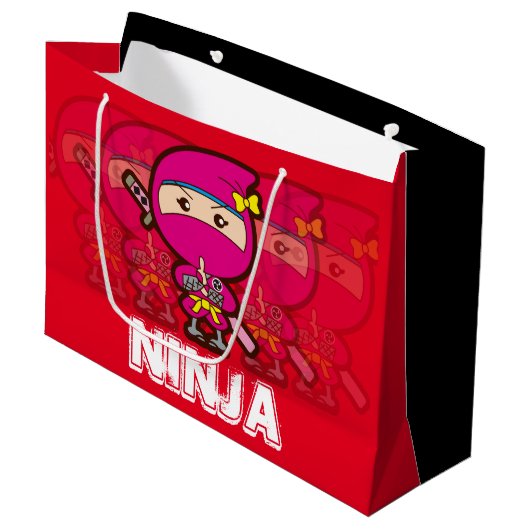 Grand Sac Cadeau Ninja Fille Noël (Devant Angle)