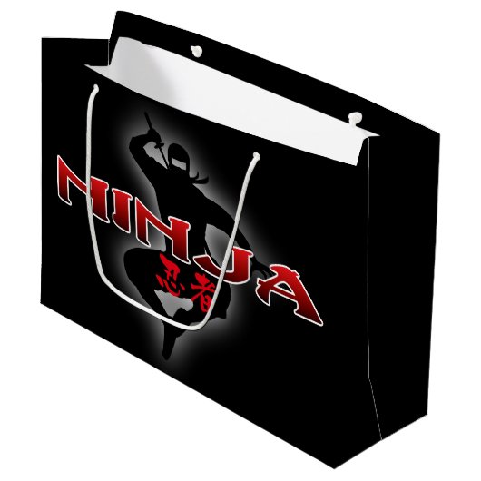 Grand Sac Cadeau Ninja Silhouette (Devant Angle)