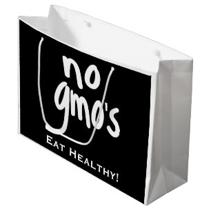 Grand Sac Cadeau No OGM's Mange sain Noir et blanc