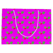 Grand Sac Cadeau Noël Abstrait Rouge Hot Rose Holly (Dos)