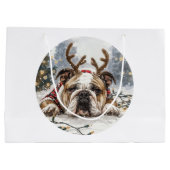 Grand Sac Cadeau Noël anglais Bulldog Reindeer (Dos)