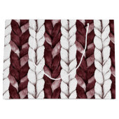 Grand Sac Cadeau Noël aux rayures blanches bordeaux (Devant)