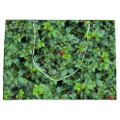 Grand Sac Cadeau Noël Baie de Houx Verte Festive (Devant)