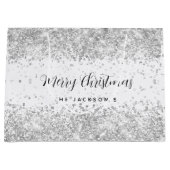 Grand Sac Cadeau Noël blanc brillant (Devant)