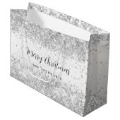 Grand Sac Cadeau Noël blanc brillant (Devant Angle)