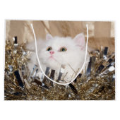 Grand Sac Cadeau Noël blanc de chat persan (Dos)