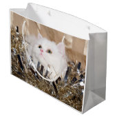 Grand Sac Cadeau Noël blanc de chat persan (Dos Angle)