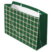 Grand Sac Cadeau Noël Blanc Vert Plaid Grand Cadeau (Dos Angle)