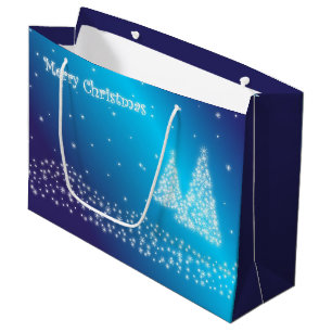 Grand Sac Cadeau Noël bleu