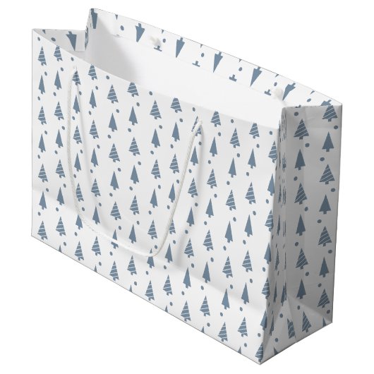 Grand Sac Cadeau - Noël Bleu (Devant Angle)